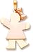 Girl With Bow Charm, Pink/Yellow Gold