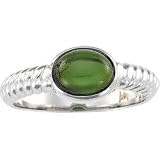 14K White Gold Genuine Green Tourmaline Ring Size 6