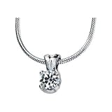 14k White Gold Created Moissanite Solstice Pendant 9.5mm 3ct