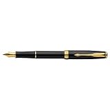 Parker Sonnet Lacquer Medium Point Fountain Pen with Golden Trim, Black (1743580)