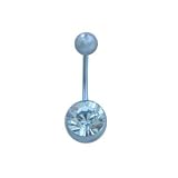 Light Blue Titanium Belly Ring with Matching Jewel