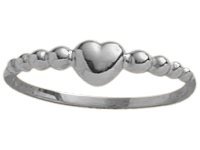 10 Karat White Gold Bead Style Heart Baby Ring - SIZE 2