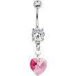 Austrian Crystal Heart October Birthstone Belly Ring