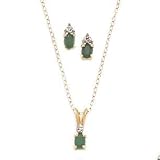 10k Gold, Diamond & Emerald Necklace and Earring Set (0.61ctw).