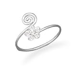 Wrap Design Toe Ring with Clear Crystal Flower