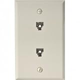 Dual 4-Conductor Flush Wall Plate - Almond