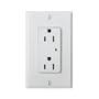 Leviton 5280-W 15 Amp, 125 Volt, Decora Plus Duplex Surge Suppressor Receptacle, Straight Blade, Industrial Grade, Self Grounding, White