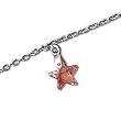 9"+1" Extension Rhodium Plated Anklet with Pink CZ Star