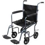 Drive Medical Deluxe Fly-Weight Aluminum Transport Wheelchair 19 Inches Blue - 1 Ea