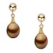 14K Yellow Gold Drop Shape Chocolate Pearl Earring