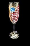 America s Flag Design - Hand Painted - Flute - 6 oz.
