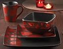 American Atelier Safari 16-Piece Red Giraffe Dinnerware Set
