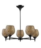 IMAGE OF ELK Lighting 10155-5DR-GLD Celina 5 Light Single Tier Chandelier in Dark Rust with Gold Leaf Mosaic glass