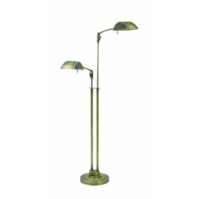 House Of Troy V500-2-AB Vision Collection Portable 2-Light Halogen Floor Lamp, Antique Brass