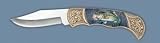 Folding Knife With Bass/Fish Picture On Handle In Gift Box Tin