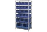 36 X 24 X 74 Chrome Wire Shelving With 20 24D Bins Blue