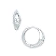 14K White Gold CZ Solitaire Huggy Earrings
