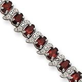 Sterling Silver Garnet and Diamond Bracelet