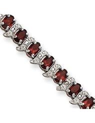 Sterling Silver Garnet and Diamond Bracelet