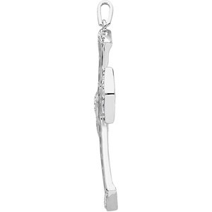 Sterling Silver Laser Engraved Diamond Cross Pendant