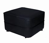 Square Navy Blue vinyl non-storage ottoman