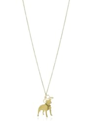 Monserat De Lucca Brass Bull Dog with Cowboy Hat Necklace, 29"