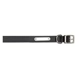 Ancol High Quality Sewn Leather Collar With Silver ID Plate - 24 - 60cm