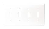 Leviton 001-88012-000 4 Gang Wallplate, Toggle/Toggle/Toggle/Toggle, White