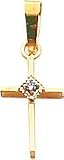 14K Yellow Gold Diamond Cross Pendant Charm Jewelry