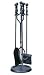 Rustic Fireplace Tool Set - Straight Handles - Black