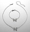 Limited Collection Silver Plated Bow Necklace & Bracelet Set