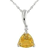 14K White Gold .005 ctw Diamond and Citrine Pendant