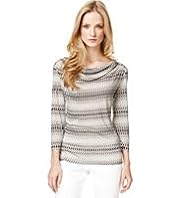 Autograph Geometric Striped Drape Top