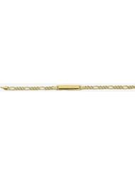 3.5mm 14k Light Figaro Yellow Pave ID Bracelet 5.5"