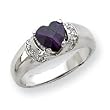 Sterling Silver Heart Purple CZ (Cubic Zirconia) Ring