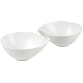 Mitis Set of 2 White Fine China 16.5cm x 14cm Large Bowls