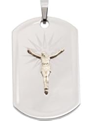 Joyas Alternativas™ Stainless Steel Crucifix Dog Tag Reversible Lords Prayer Pendant