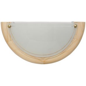 Wandleuchte Holz Kiefer Glas opal Breite 30cm