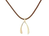 Wishbone Necklace on Brown Leather