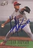 Jonathan Johnson, Charlotte Rangers - Rangers Affiliate, 1996 Fleer Excel Autographed Card