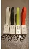 4 Piece Set Crisp White, Granny Smith Apple Green, Matte Black and Bright Orange Micro USB Keychains and Pull - Charge iPhone Devices on the Go!