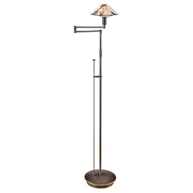 Holtkoetter Old Bronze Marble Glass Swing Arm Floor Lamp