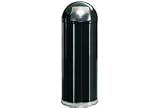 15 Gallon Round Top Waste Receptacle With Galvanized Liner - Black
