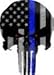 Grunge Subdued US Flag Punisher Skull Reflective Decal with Thin Blue Line (4