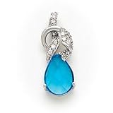 Sterling Silver Blue and Clear CZ (Cubic Zirconia) Pendant Slide