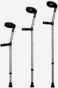 Forearm Crutches Ambulatory Aids Aluminum, adjustable height, fits patients 4’ 6 to 5&#