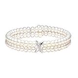 Cultured Freshwater Pearl Two Row Bangle Bracelet