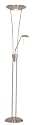 Mother And Child Style Halogen Floor Uplighter. Satin Silver 300 Watt And 40 Watt Halogen Lamps With Dimmer
