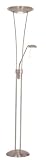 Mother And Child Style Halogen Floor Uplighter. Satin Silver 300 Watt And 40 Watt Halogen Lamps With Dimmer