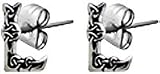Celtic Letter L Silver Tone Pewter Stud Earrings